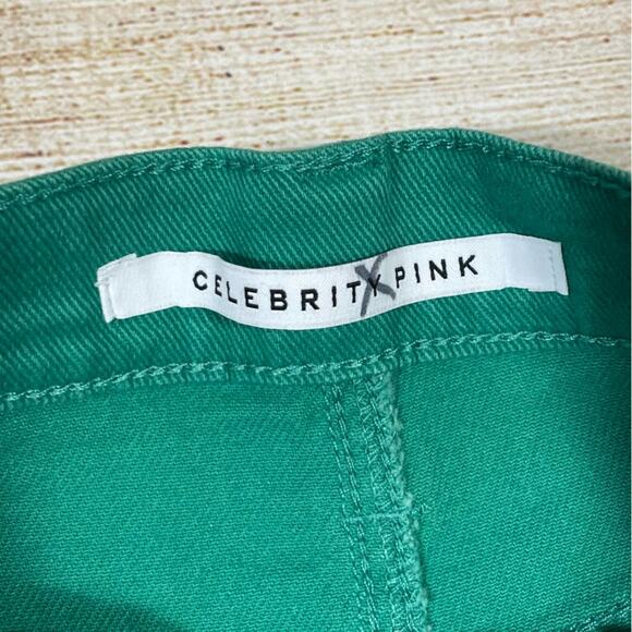 NEW Celebrity Pink Green Slim Straight Ripped Knee Denim Jeans Juniors Size 5/27 - Picture 5 of 11